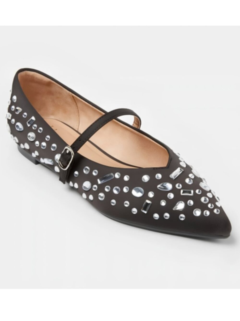 Women’s Gabriella Velvet Adjustable Flat Shoes - A New Day Jet Black 9.5